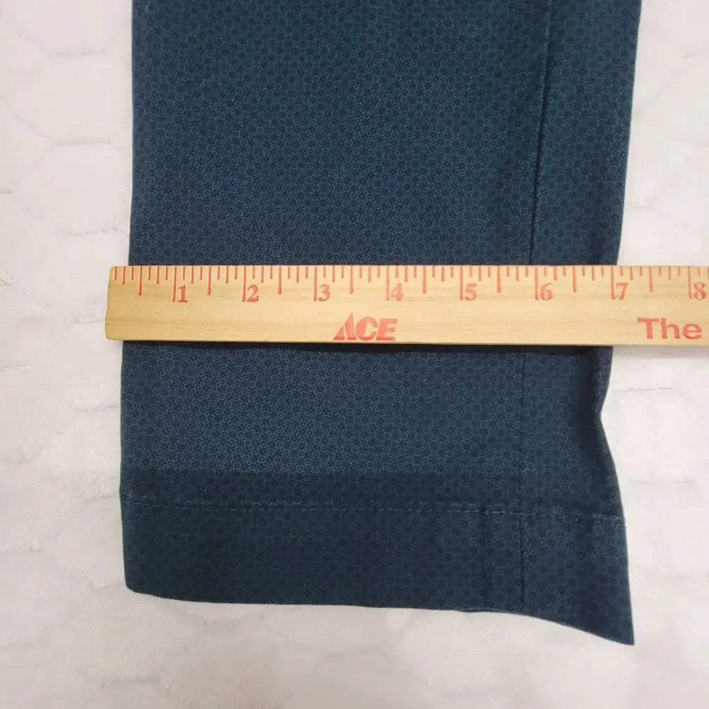 Banana Republic Aiden Chino Pants 30x30 Teal Green Micro Print Stretch Men's